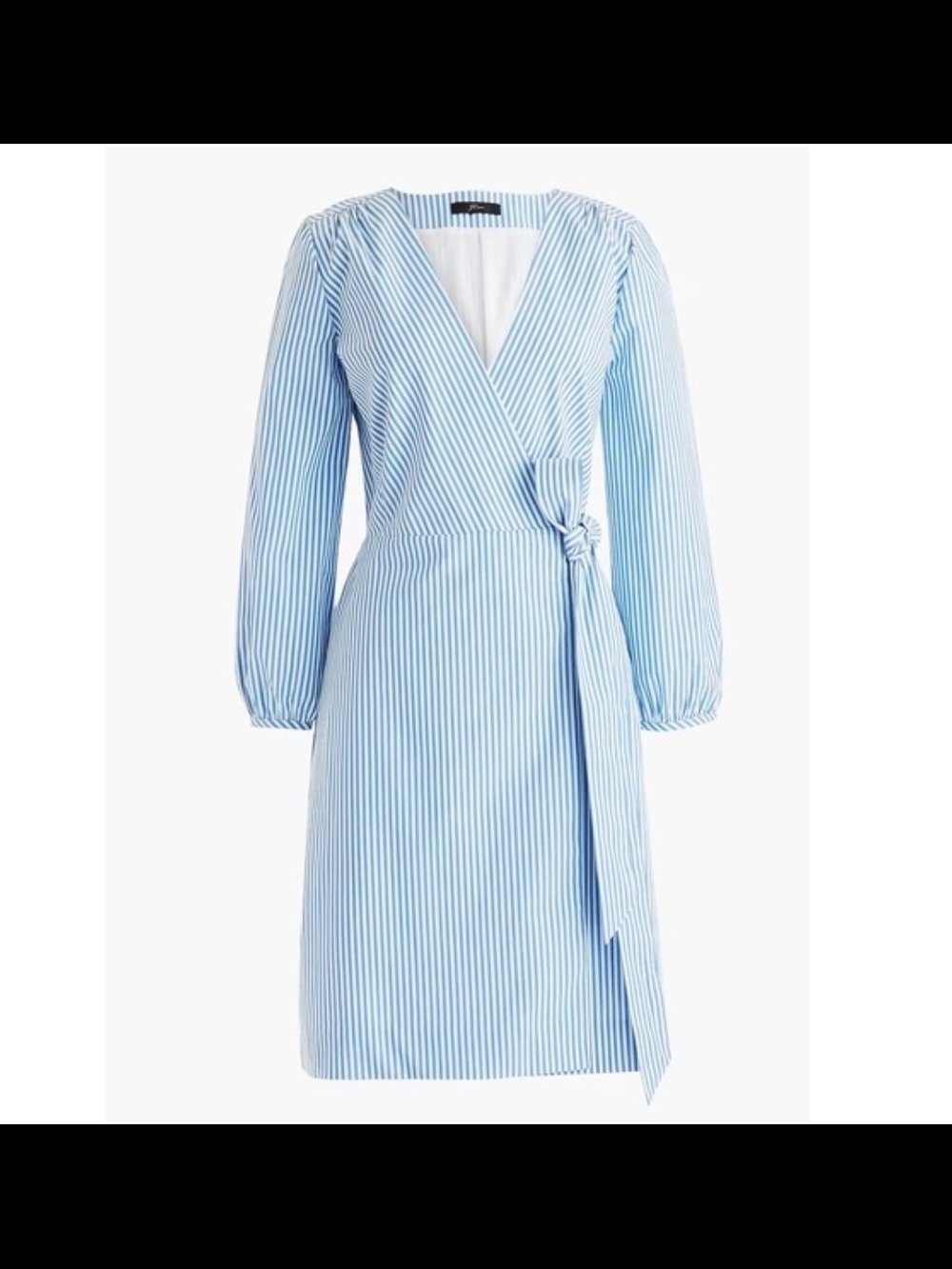 J. Crew Light Blue and White Striped Poplin Wrap Dress with Tie